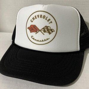 Corvette Trucker Hat Chevrolet Chevy Logo Snapback Cap Racing Retro New w/Tags
